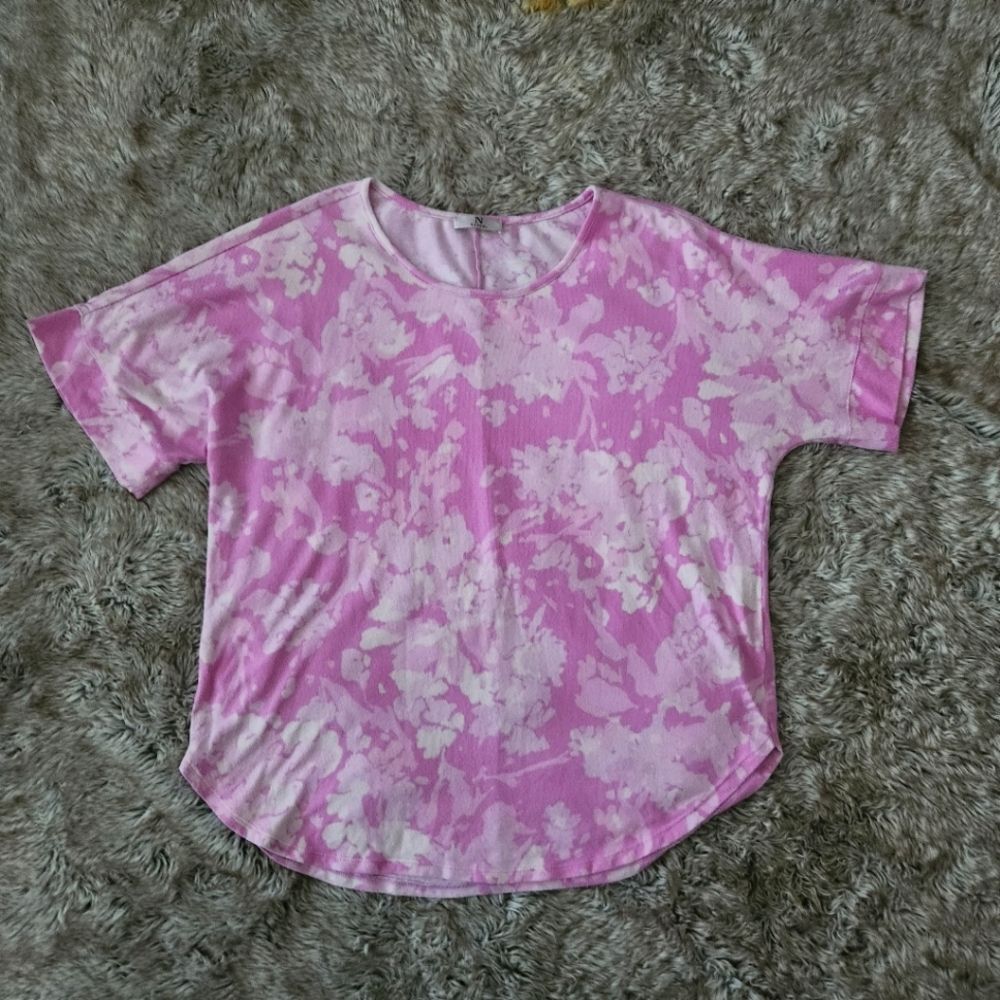 Natori Short Sleeve Pink Floral Super Soft Sleep Shirt Pink Women's‎ Size Large